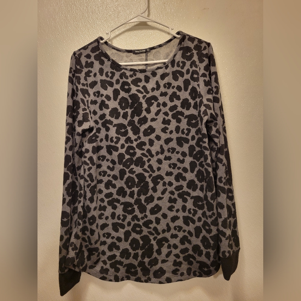 Leopard Print Long Sleeve Buttons Down Back And Patches On Elbows